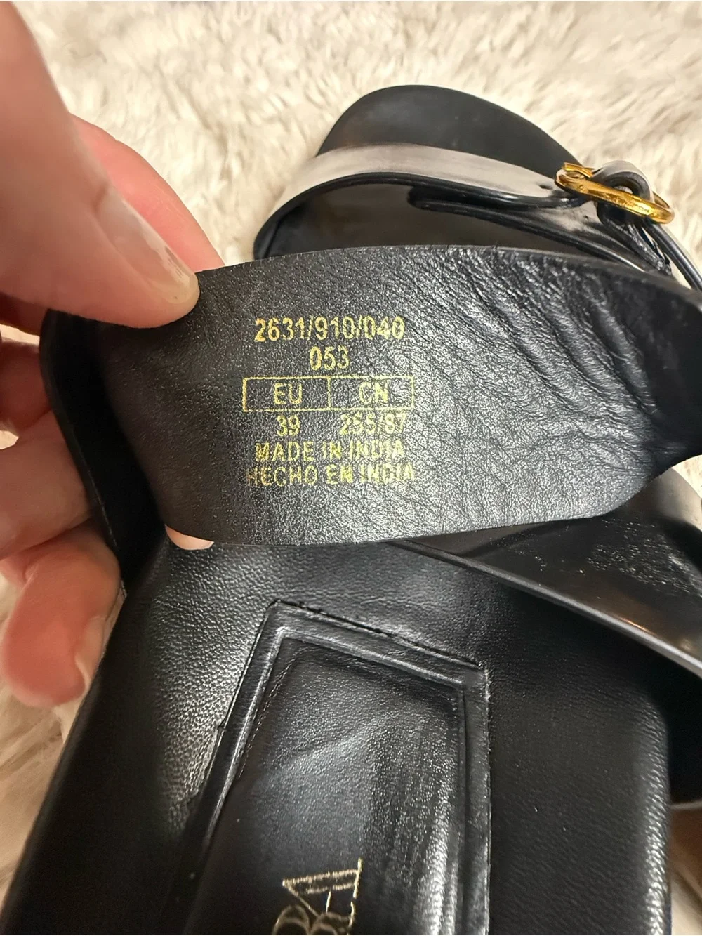 Zara Black Slide Sandals with Gold Buckles - Women's 39 - Picture 9 of 11